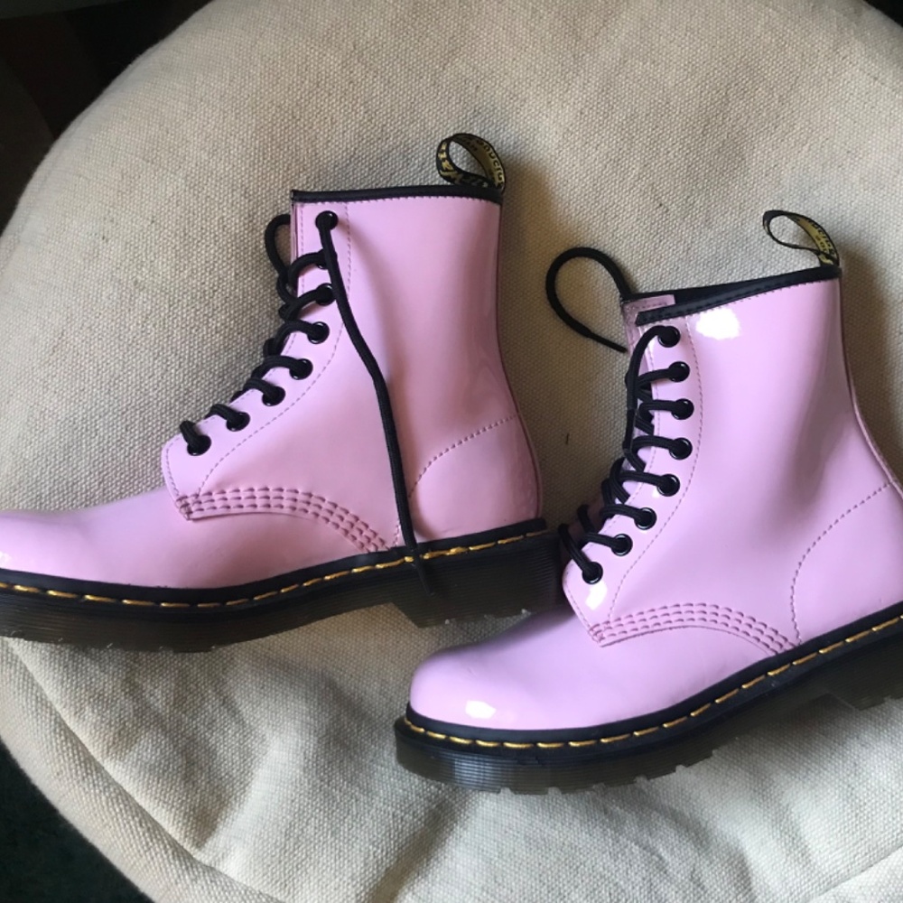 NEW Dr. Doc Martens boots 6 light Pink Patent Leather Lamper Combat Women’s 1460 - Picture 3 of 11